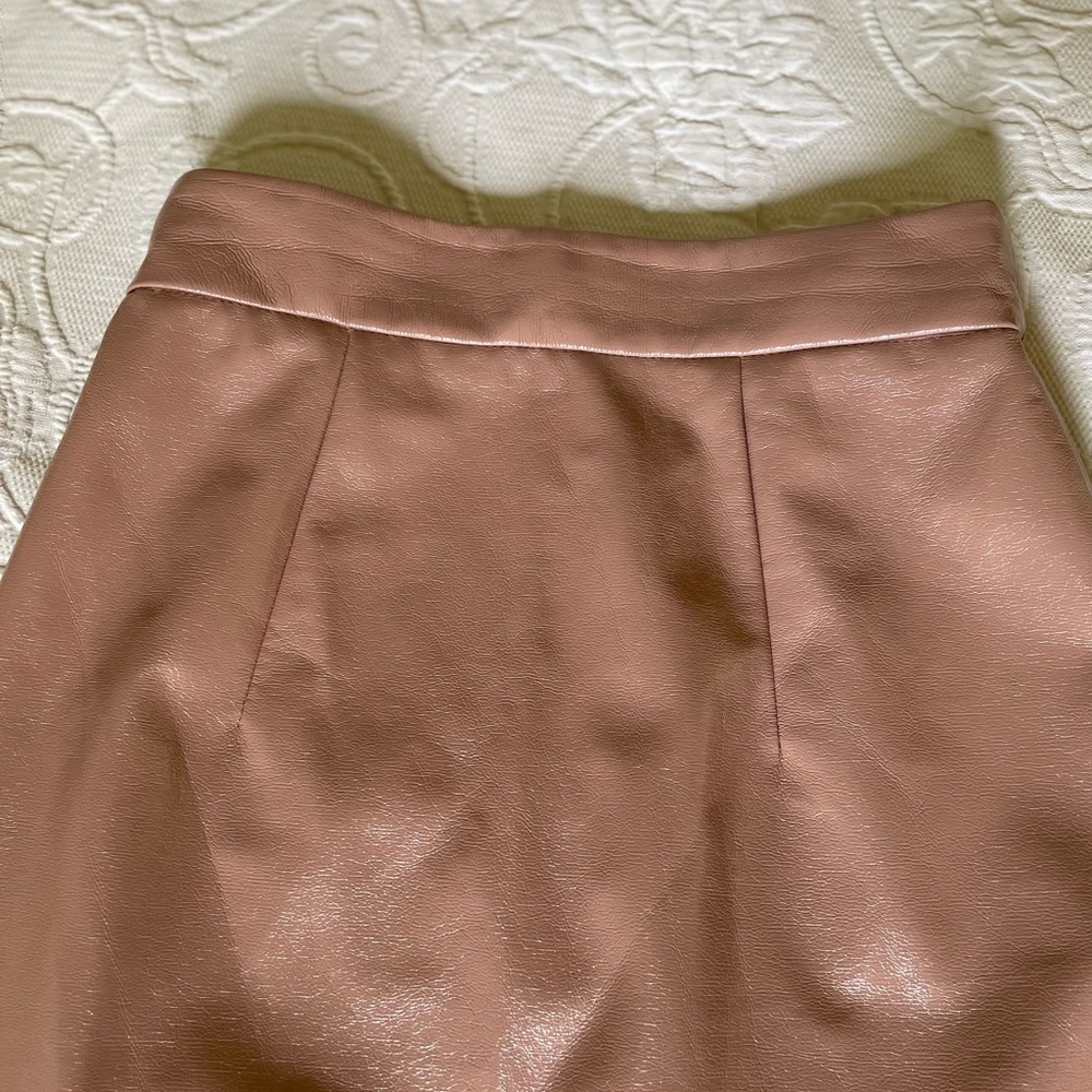 Milly Classic Midi Leather Skirt, blush, 2